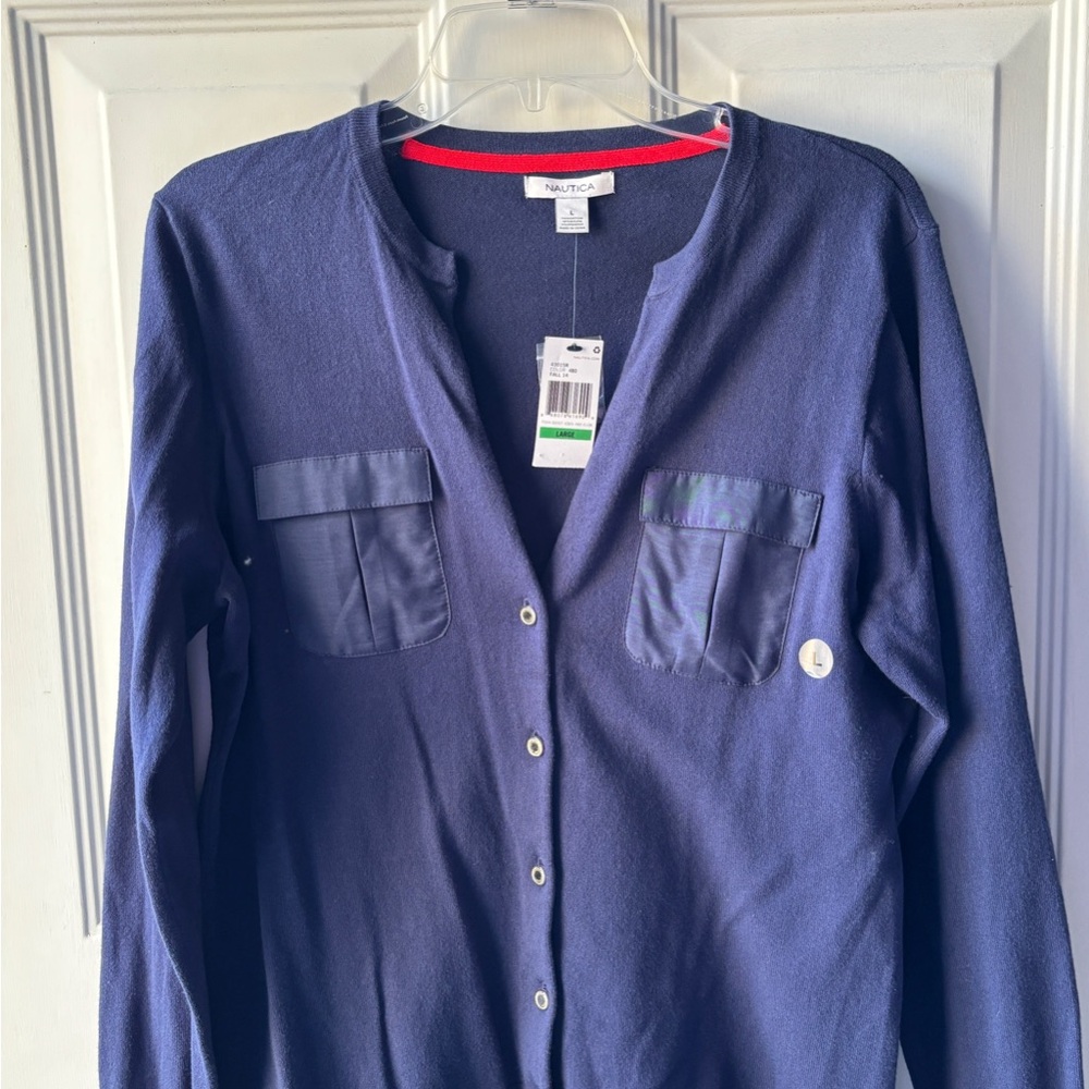Nautica Navy Blue Cardigan Sweater